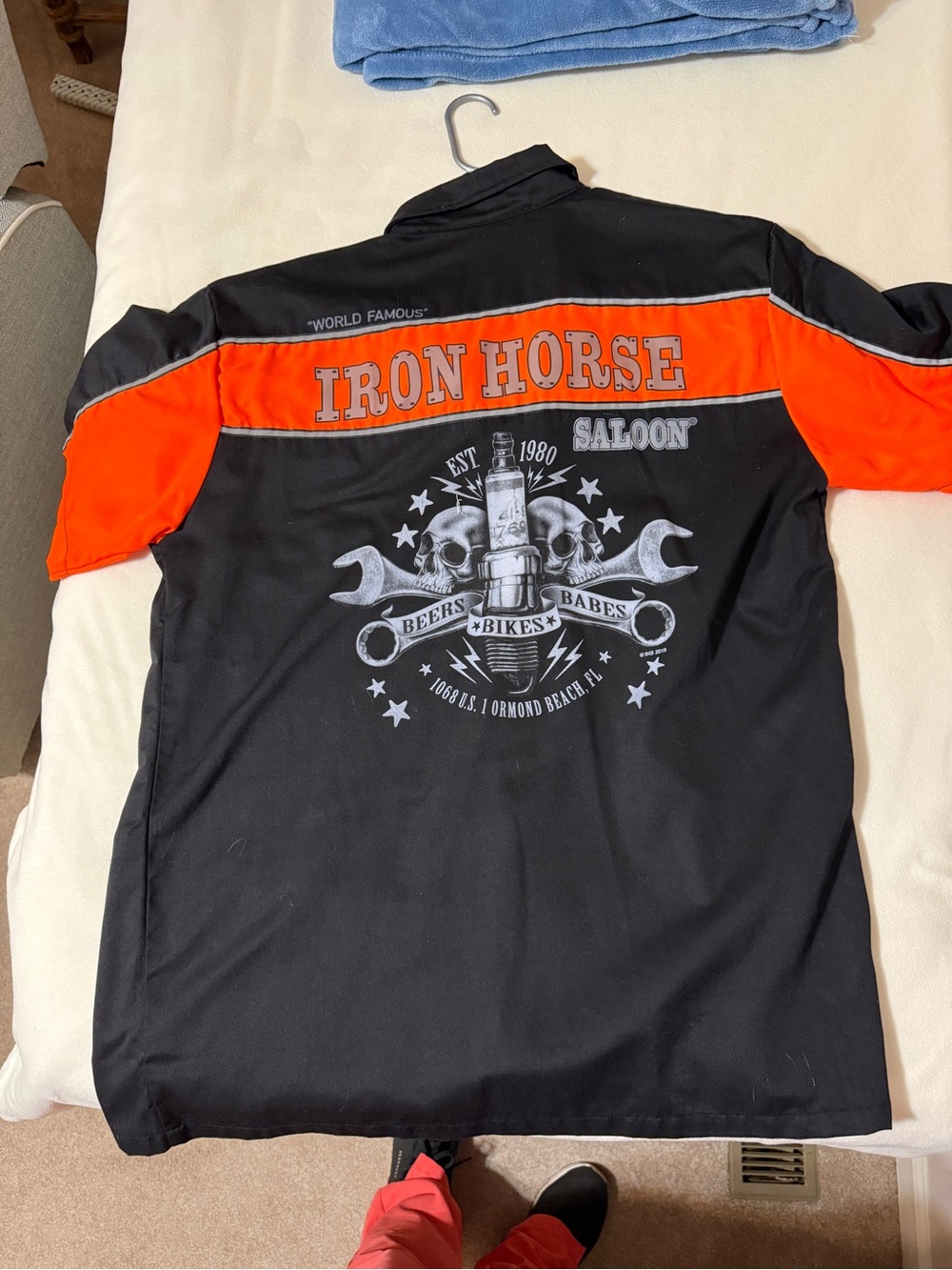Iron Horse Saloon Black & Orange Mechanic Style Shirt